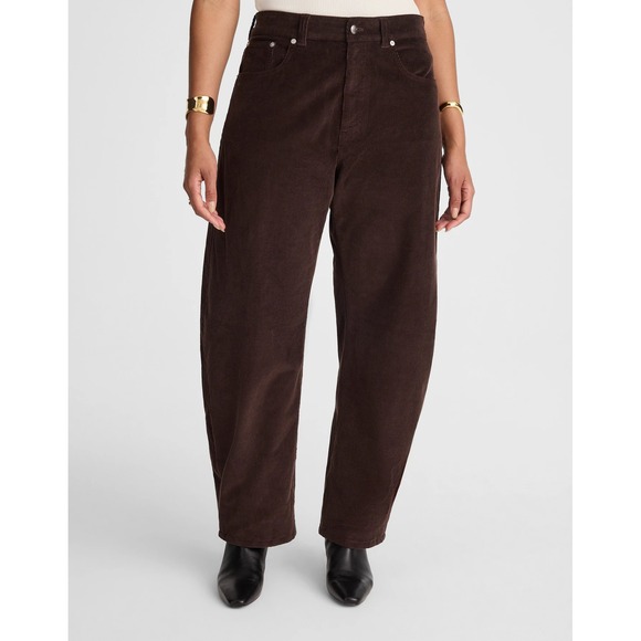 NWT Madewell The Curvy Balloon Pant Corduroy Dark Carob Brown Sz 32 NW861 Barrel